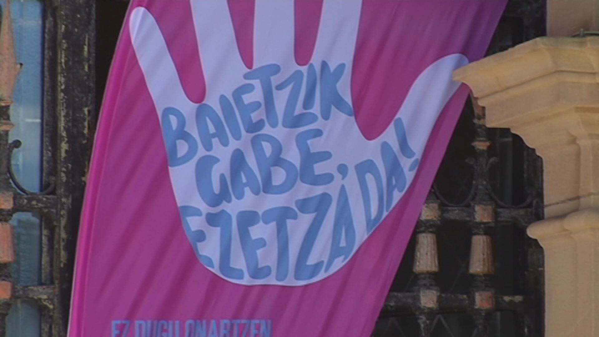 Pancarta contra las agresiones sexuales. Foto de archivo: EITB Media