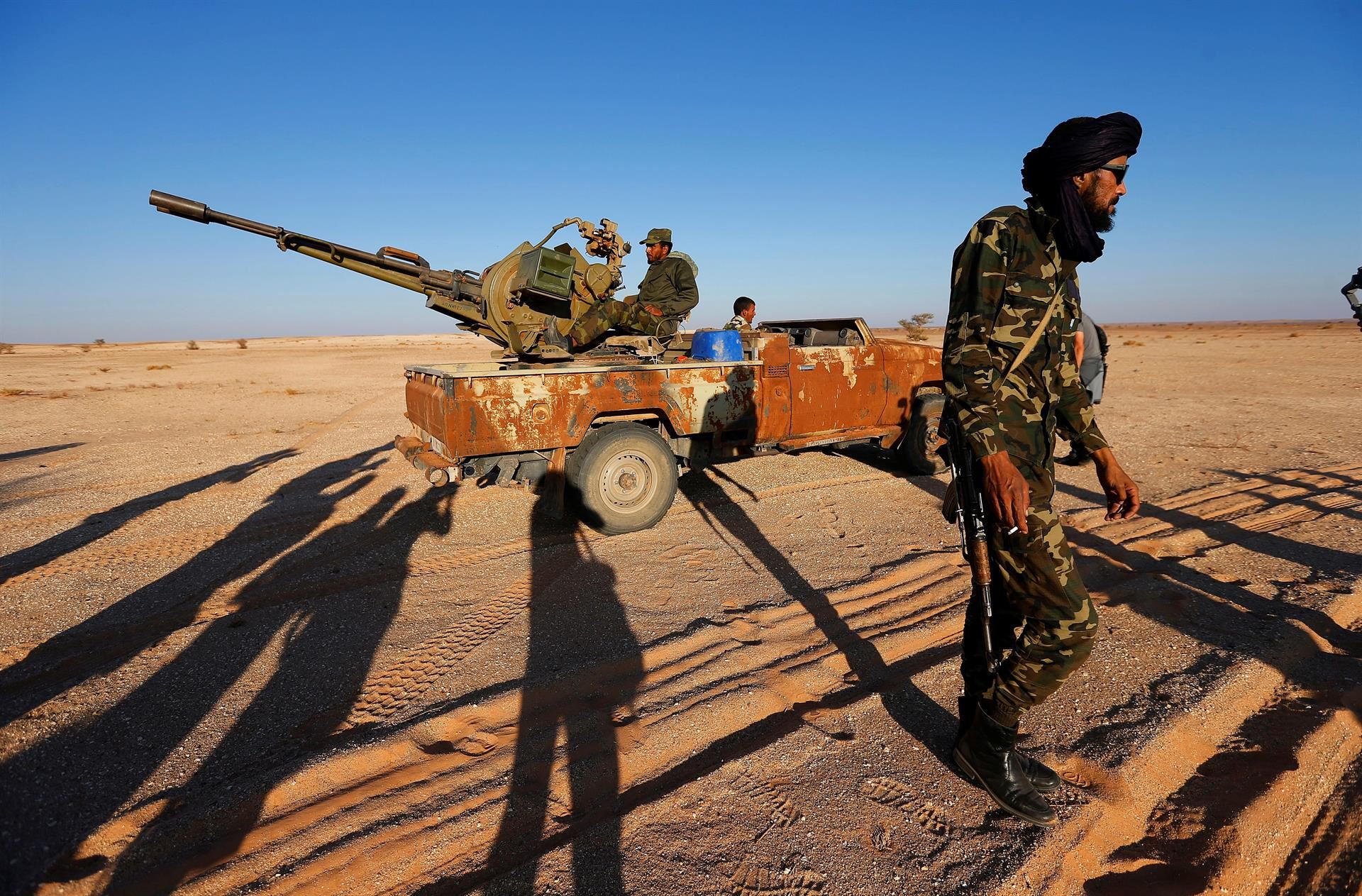 Milicianos del Frente Polisario en la República Árabe Saharaui Democrática (RASD). Foto: EFE
