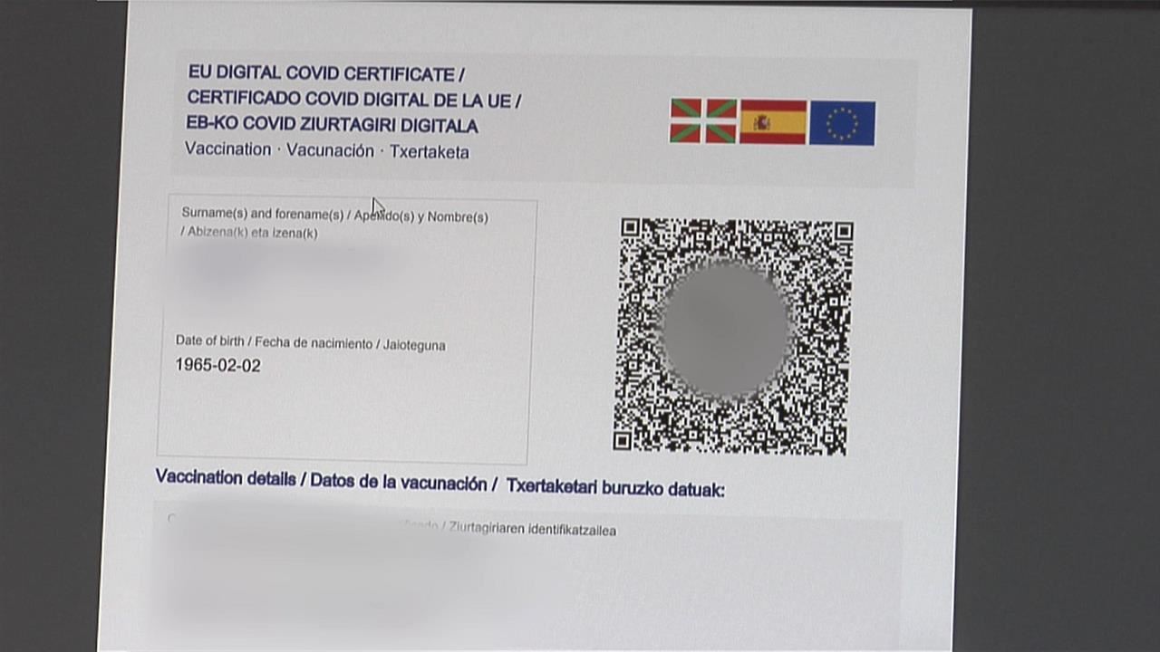 Certificado covid. Foto: EITB Media