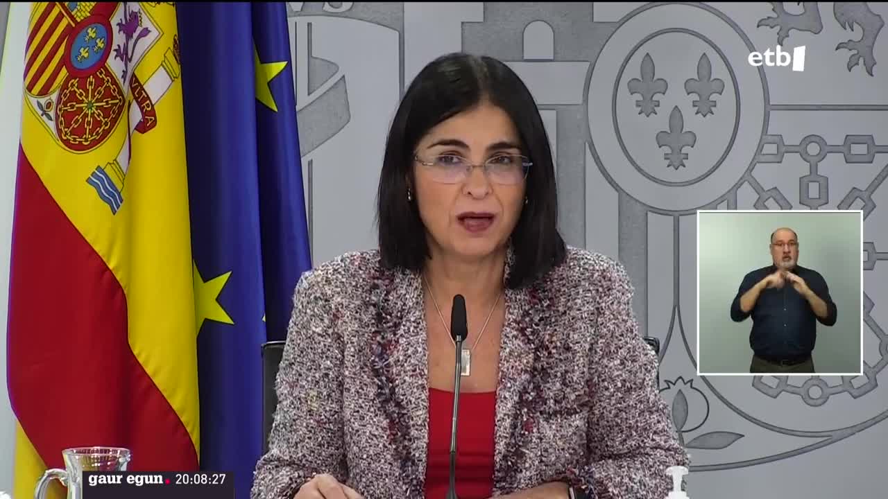 Carolina Darias Osasun ministroa. EITB Mediaren bideo batetik ateratako irudia