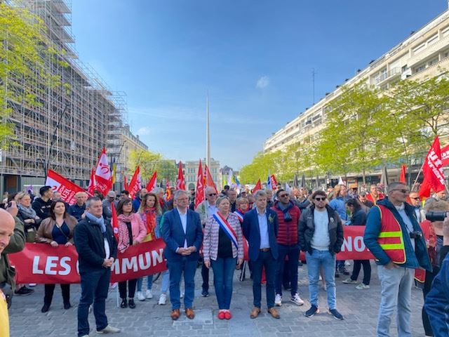 El secretario nacional de los comunistas, Fabien Roussel, el Primero de Mayo. Foto: PCF
