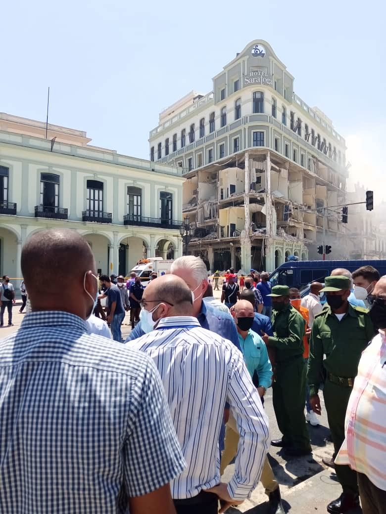 El hotel Saratoga de La Habana (Cuba) tras la explosión. Foto: Presidencia de Cuba