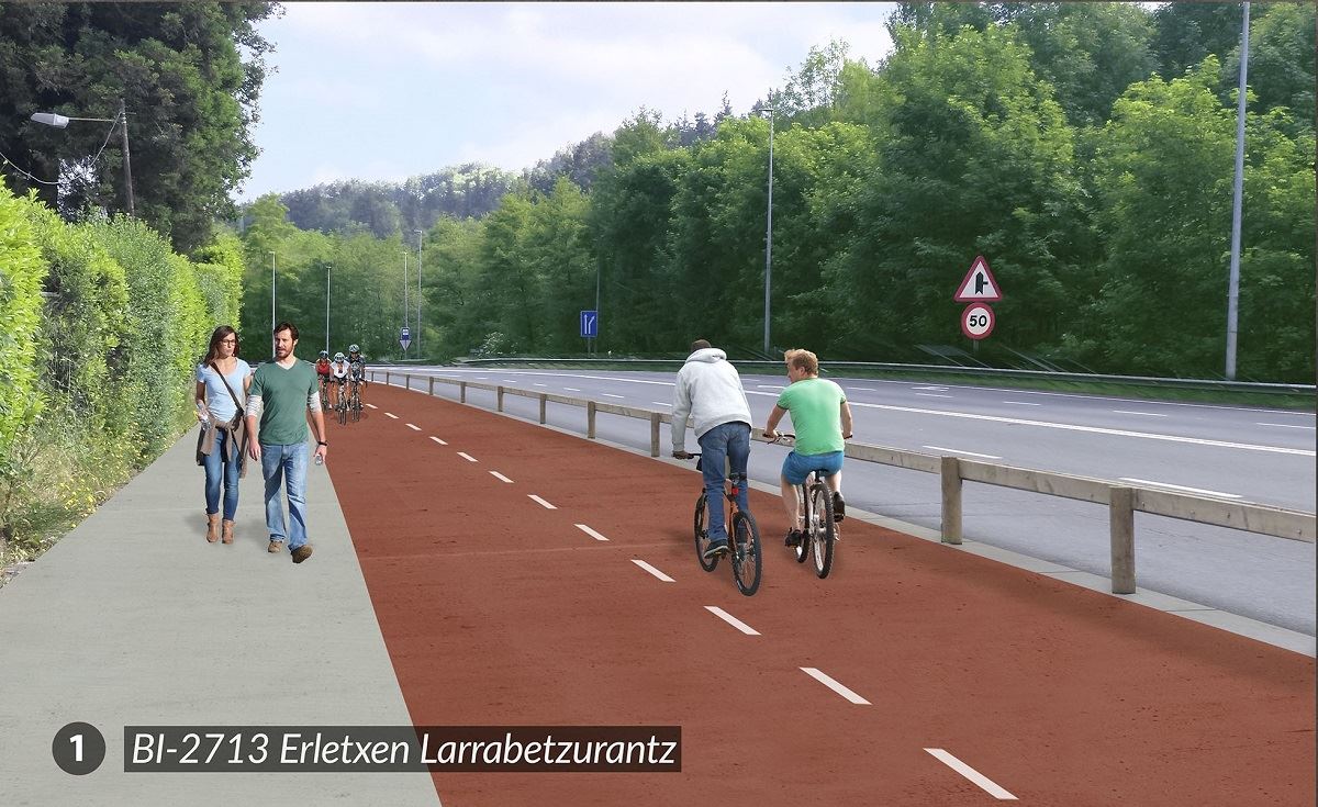 Recreación de la bicipista entre Erletxe y Larrabetzu