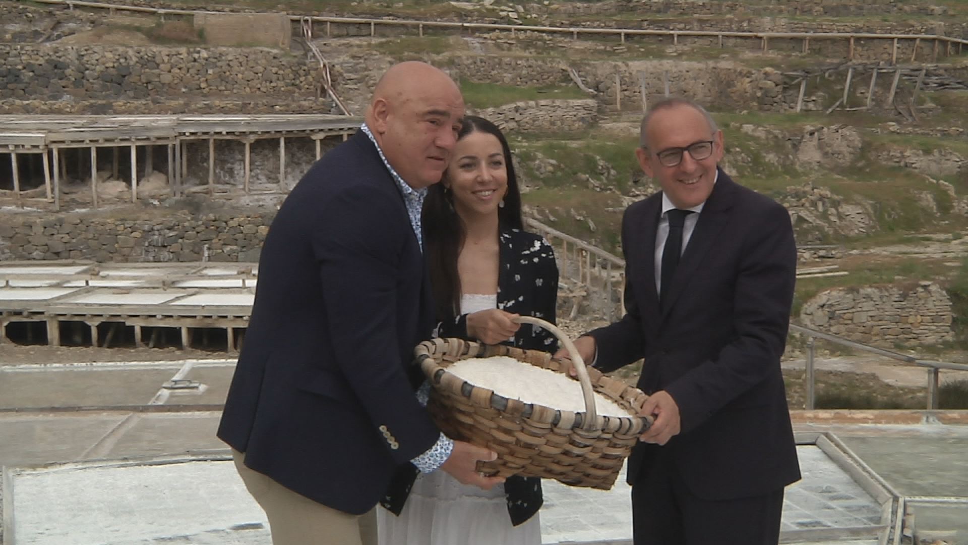 Salinas de Añana, esta mañana. Imagen obtenida de un vídeo de EITB Media.