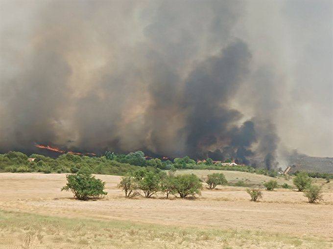 Imagen del incendio desatado en las cercanías del parque Sendaviva. Foto: @Mar_mo_tilla