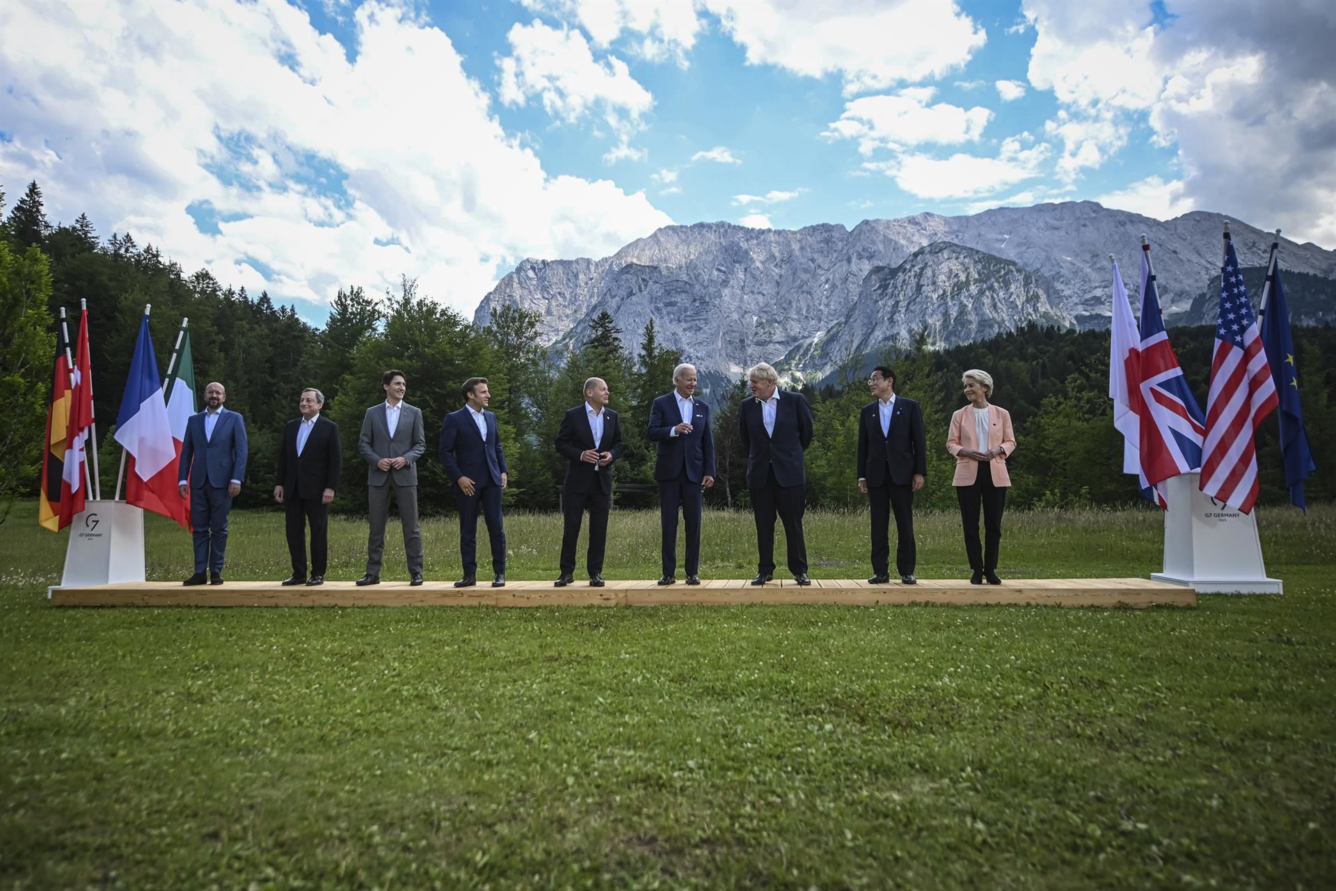 Los líderes de las 7 potencias económicas mundiales, en Múnich. Foto: EFE