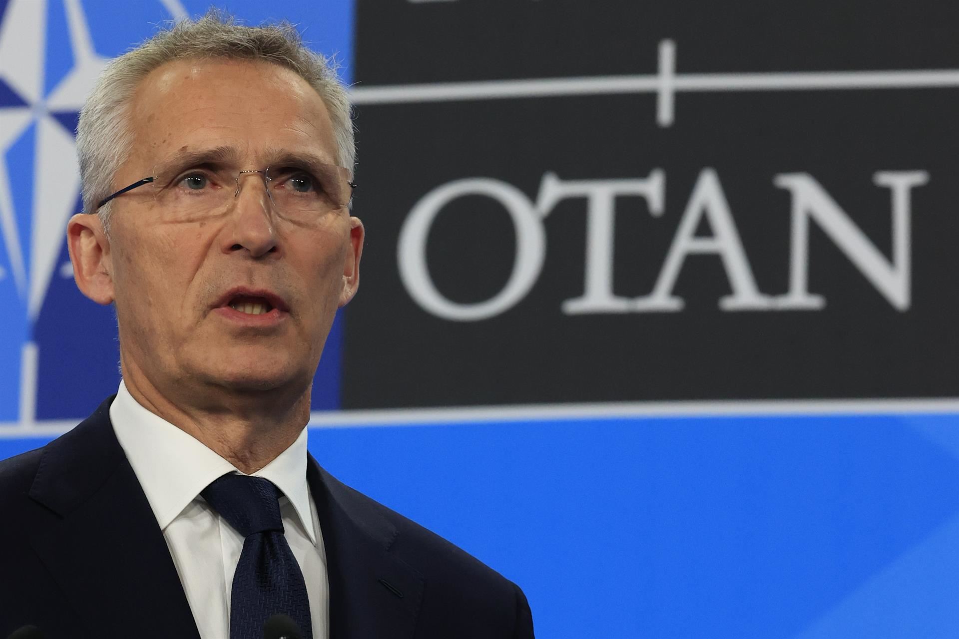 El secretario general de la OTAN, Jens Stoltenberg en la rueda de prensa este jueves