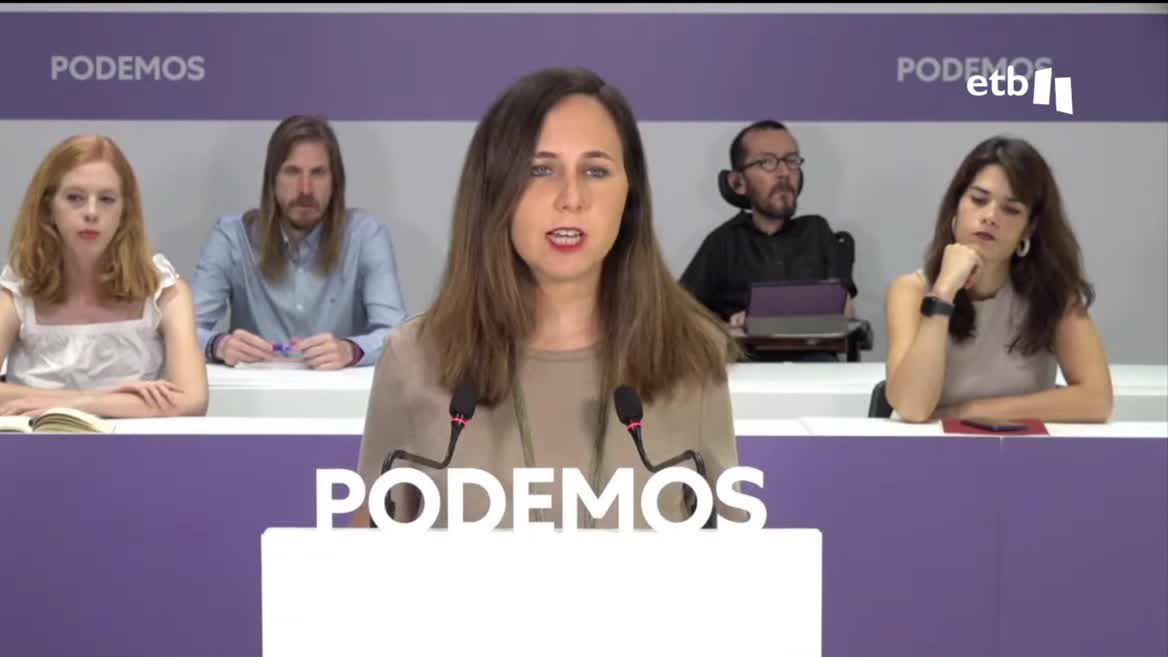 Jone Belarra. Imagen obtenida de un vídeo de Agencias.
