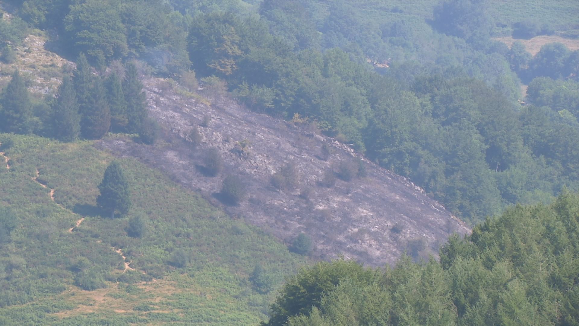 Incendio en Areso. Imagen obtenida de un vídeo de EITB Media.