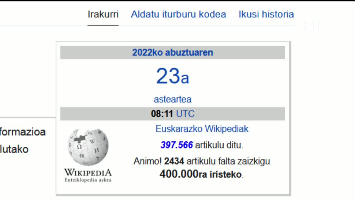 Euskal wikipedia. EITB Mediaren bideo batetik ateratako irudia.