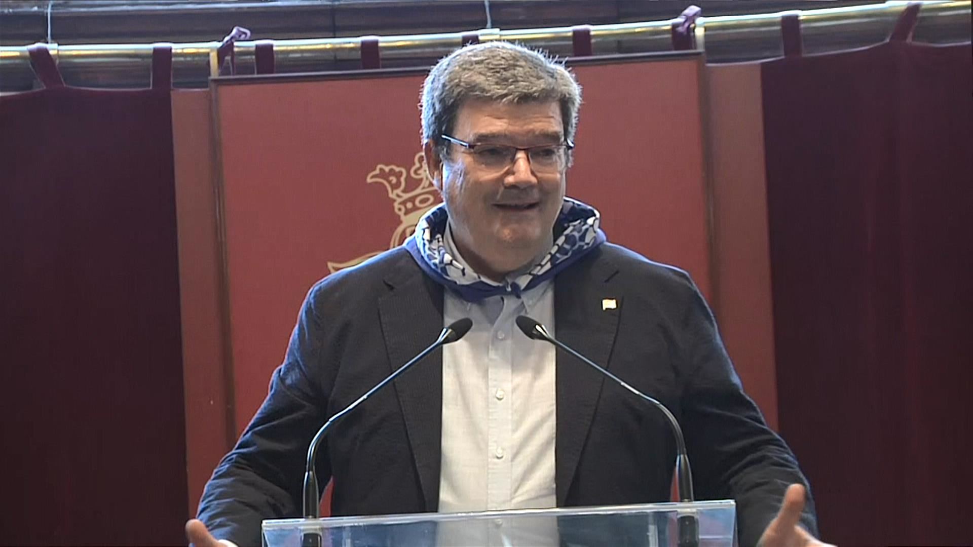 Juan Mari Aburto, en sus declaraciones ante los medios esta mañana. Foto: EITB Media