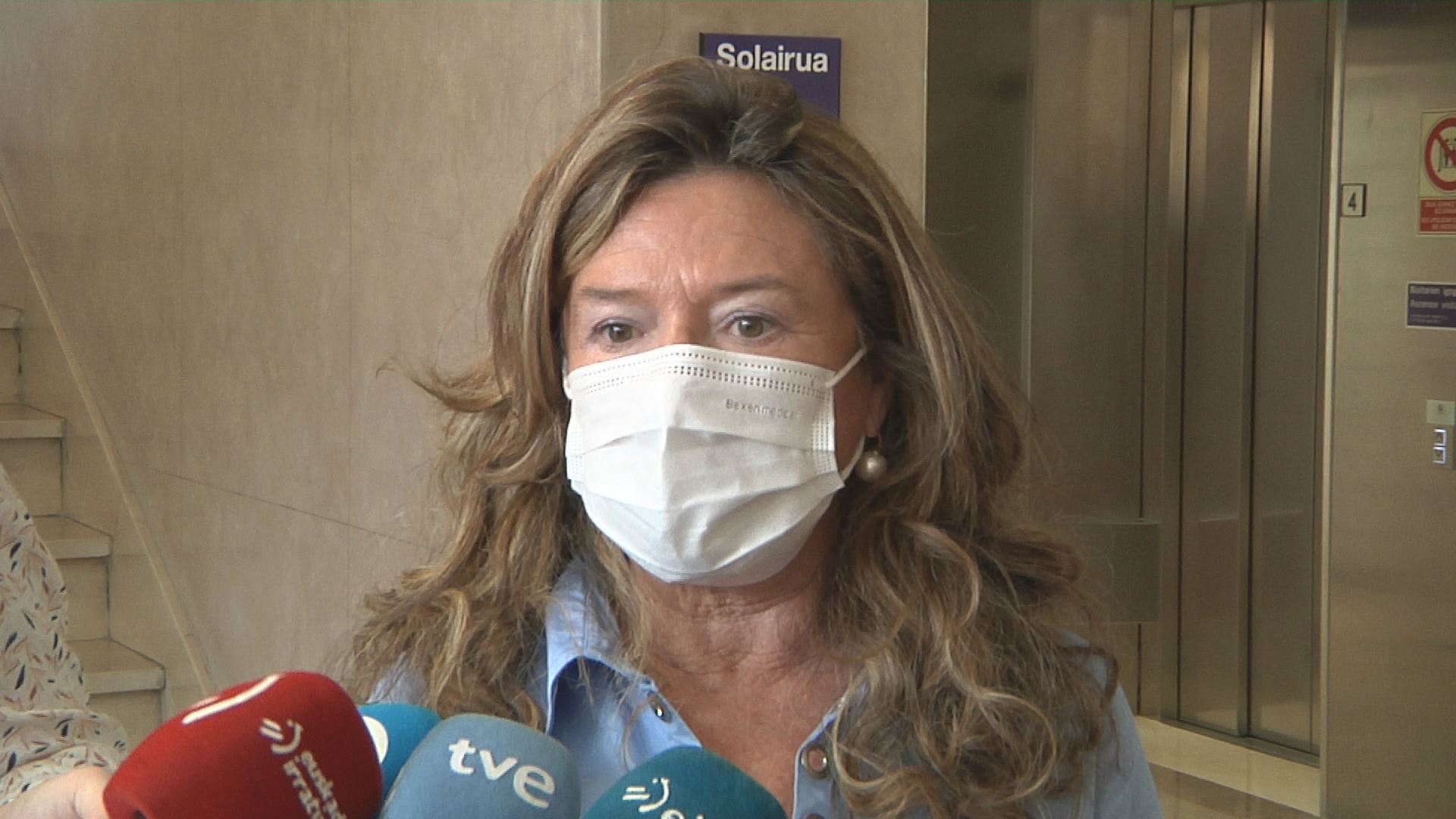 Gotzone Sagarui, Santa Marina ospitalean. EITB Mediaren bideo batetik ateratako irudia.