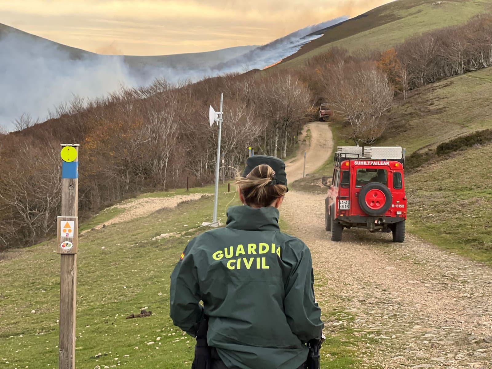 Un tramo del Camino de Santiago ha tenido que ser cortado en Valcarlos-Luzaide. Foto: Guardia Civil