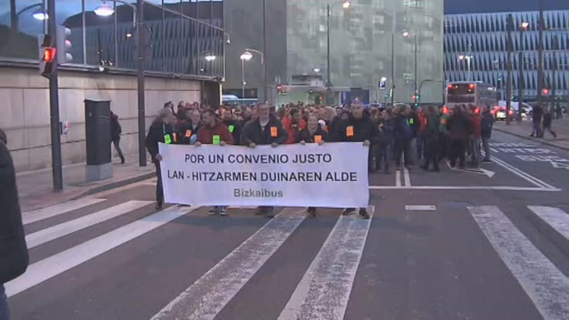 Protesta de los trabajadores de Bizkaibus.