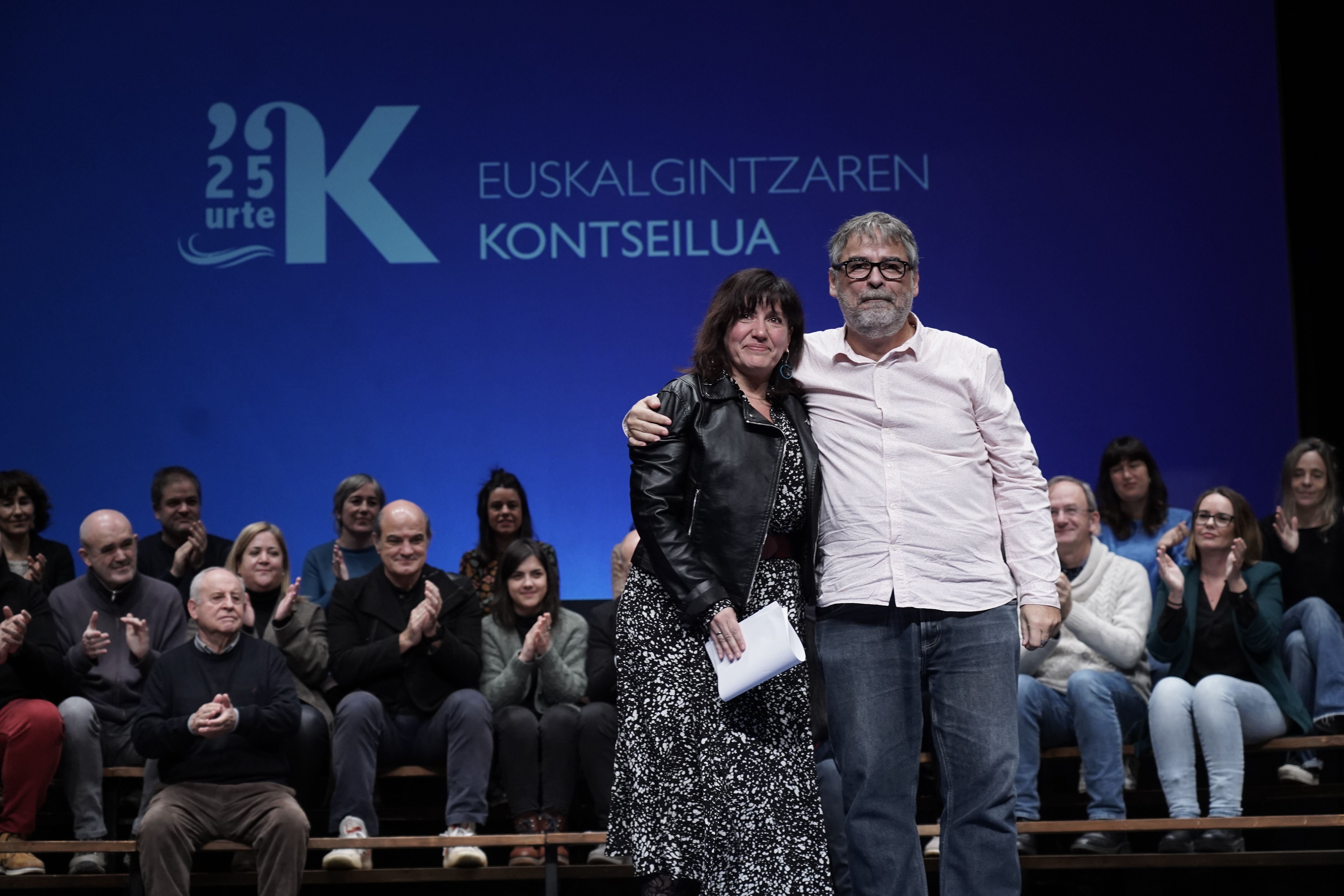 Idurre Eskisabel y Paul Bilbao, hoy, en Durango.