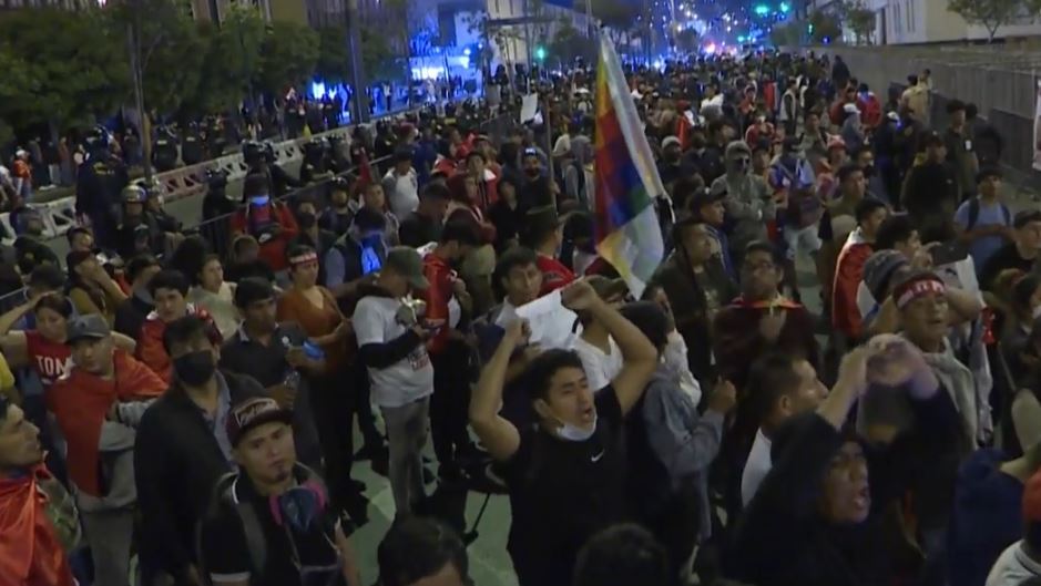 Una imagen de las protestas obtenida de un vídeo de EITB Media.