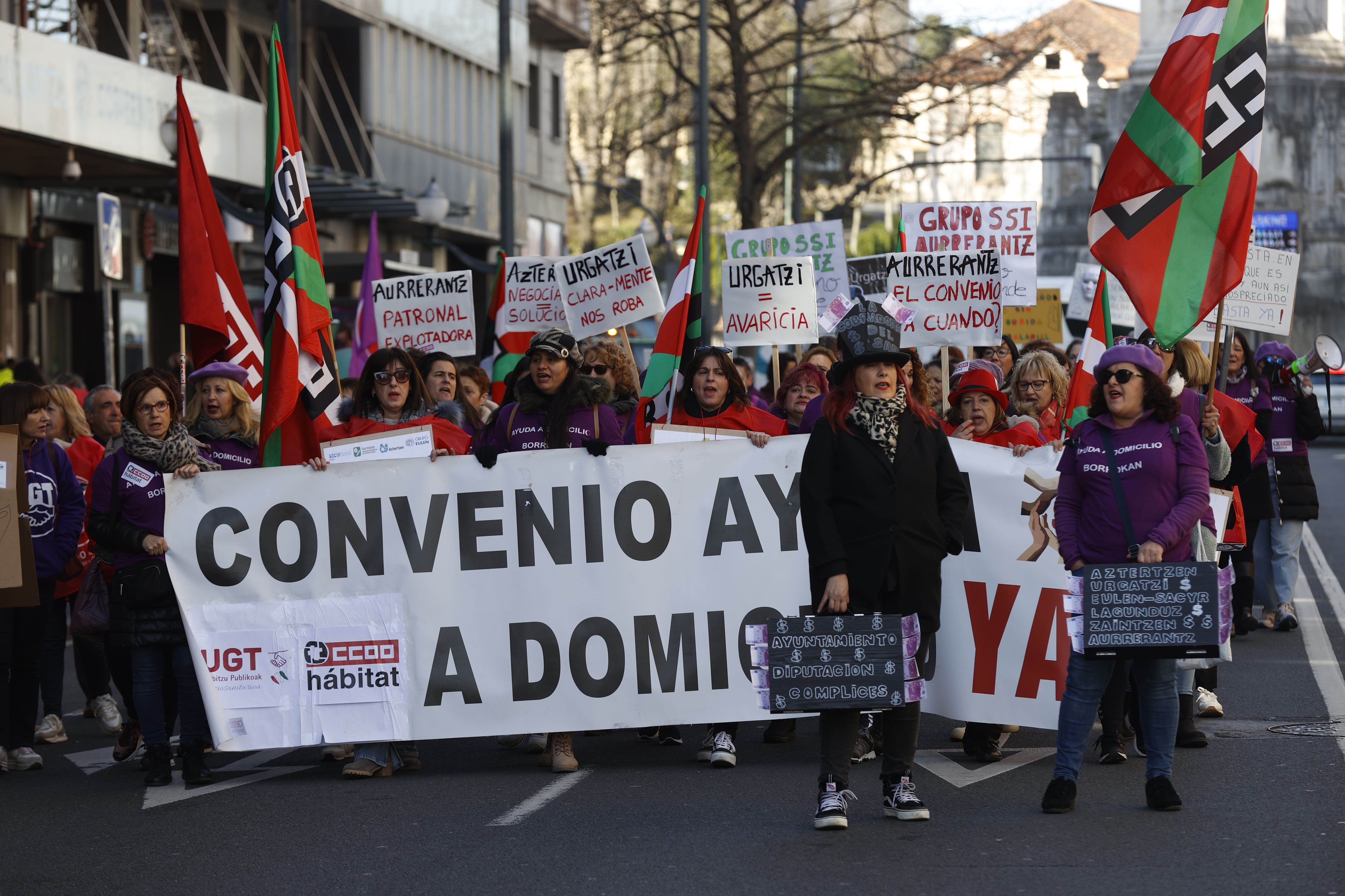 trabajadoras ayuda a domicilio bizkaia protesta huelga greba