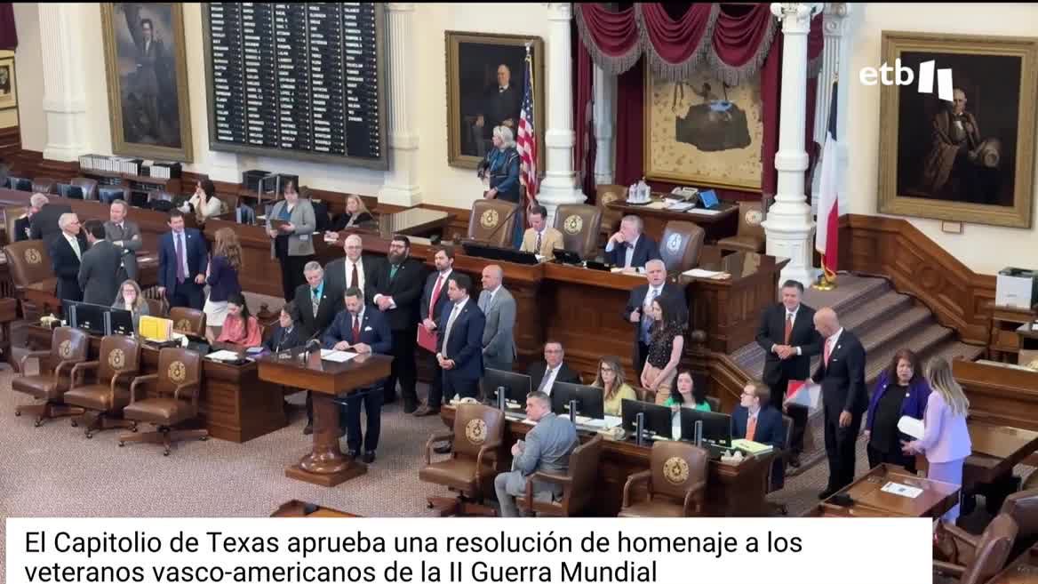 El Capitolio de Texas ha aprobado una resolución de homenaje a los veteranos vasco-americanos que combatieron en la Segunda Guerra Mundial. El euskera se ha podido escuchar en la Cámara.