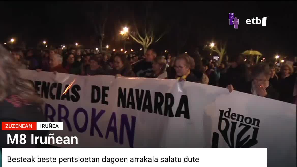 Berdintasunaren aldeko alderriek aurten ere bete dituzte Iruñeko kaleak, M8ko manifestazioetan.