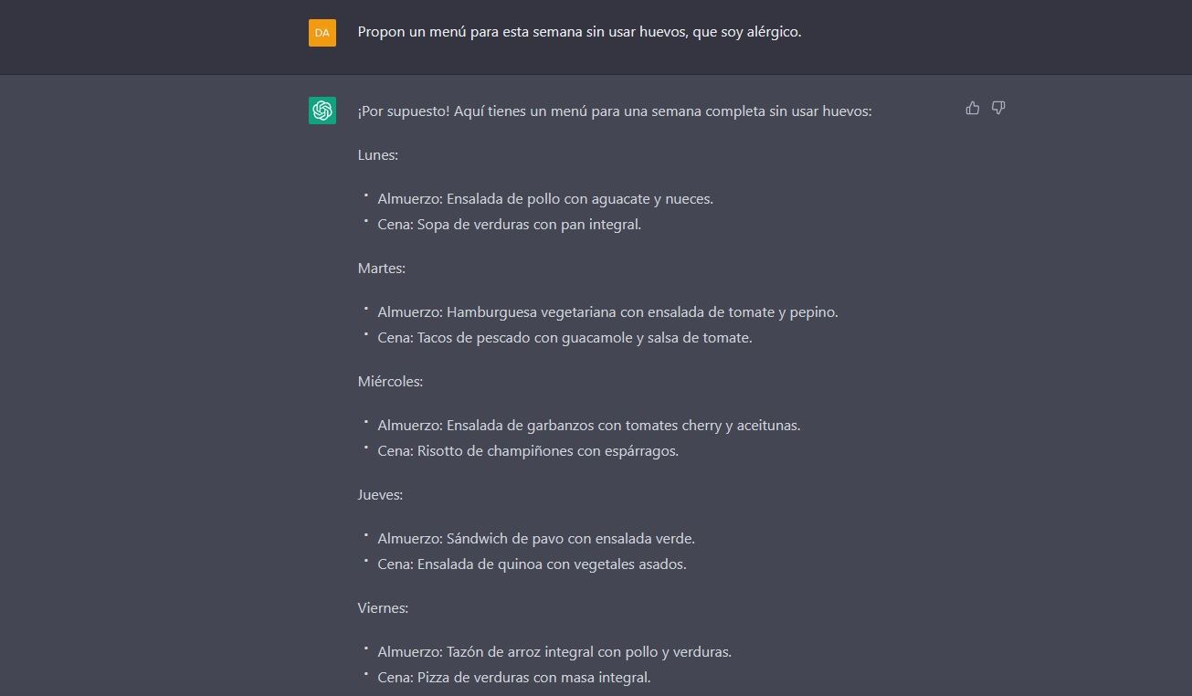 chatGPT menu cast