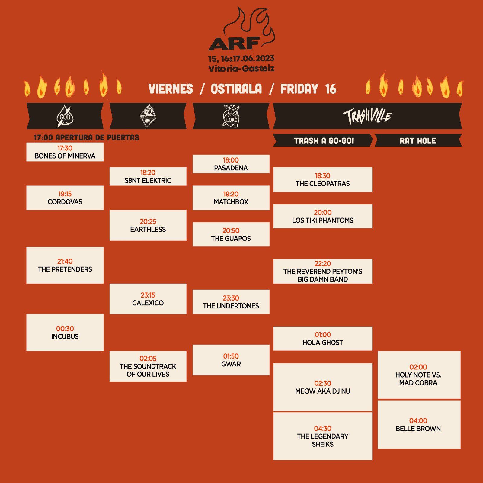 azkena rock 2023 ordutegiak larunbata