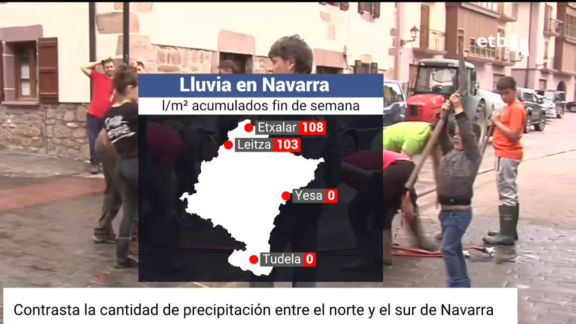 La pasarela del Arga en Pamplona sigue cerrada. En el norte se han acumulado 100 l/m² durante el fin de semana; en el sur, 0.