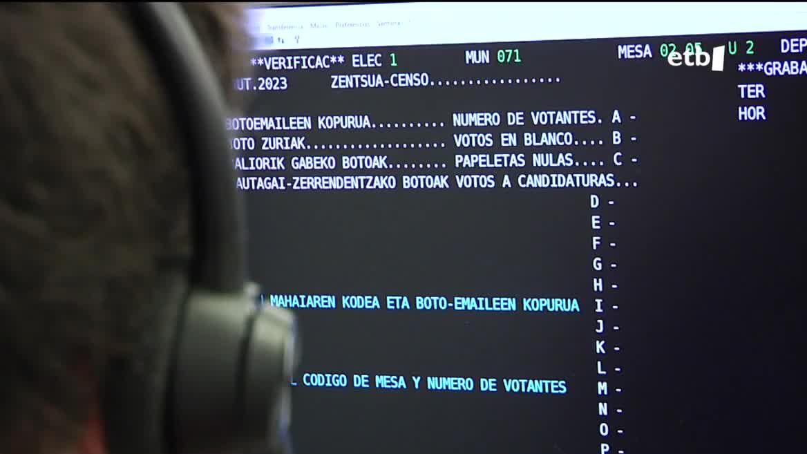 Milaka lagun ariko dira igandean boto zenbaketa sistema elikatzen. Akatsik egon ez dadin eta informazioa lehenbailehen biltzeko, simulakroak egiten dituzte. Letra eta zenbaki bidez sartzen dira datuak, akatsak murrizteko eta akatsen bat detektatuz gero, ahal bezain laster zuzentzen da.