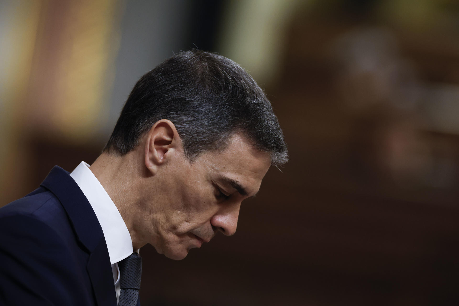 MADRID, 11/02/2026.- El presidente del Gobierno, Pedro Sánchez, durante su comparecencia ante el pleno del Congreso este miércoles para hablar sobre la crisis ferroviaria tras los accidentes de Adamuz (Córdoba) y Barcelona, y sobre la agenda internacional. EFE/ Javier Lizon
